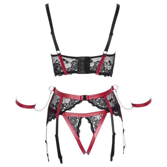 Cottelli Bondage - Red Lace Lift-Up Set