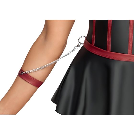 Cottelli Bondage - Shiny Set with Arm Restraints (Black-Red)