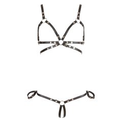   Cottelli Bondage - Glossy Decorative Body Harness Bikini (Black)