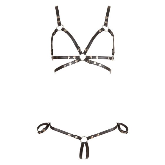 Cottelli Bondage - Glossy Decorative Body Harness Bikini (Black)