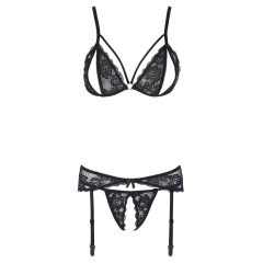 Cottelli - Open, Lace Lingerie Set (Black)