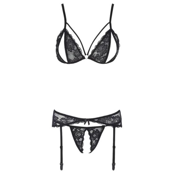 Cottelli - Open, Lace Lingerie Set (Black)