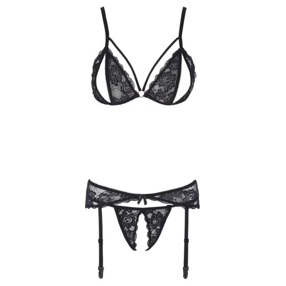 Cottelli - Open, Lace Lingerie Set (Black)