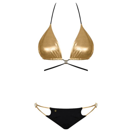 Obsessive Goldivia - Shiny Halterneck Bikini (Gold-Black)