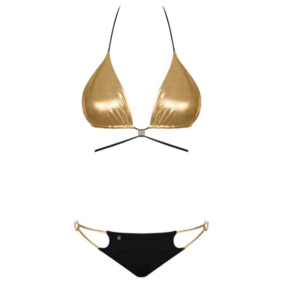 Obsessive Goldivia - Shiny Halter Bikini (Gold-Black)