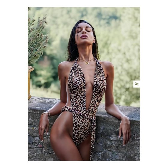 Obsessive Cancunella - Plunging Trikini - Leopard (S-L)