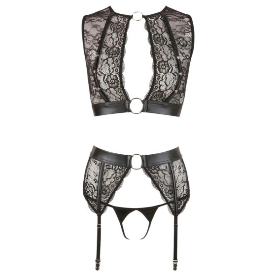 Cottelli Bondage - Lace Lingerie Set (4 Piece)