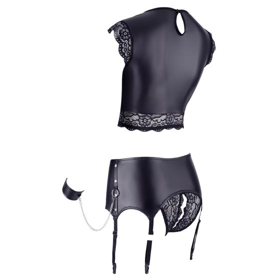 / Cottelli Bondage - Lace and Glossy, Chain Lingerie Set (Black)