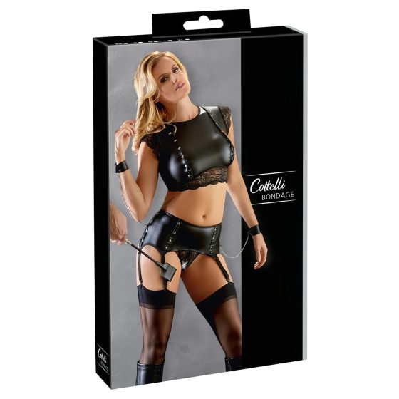 / Cottelli Bondage - Lace and Glossy, Chain Lingerie Set (Black)