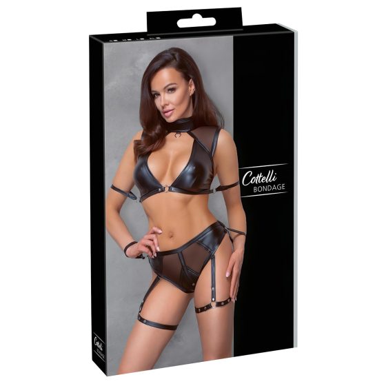 Cottelli Bondage - Mesh Insert Bra Set (Black)