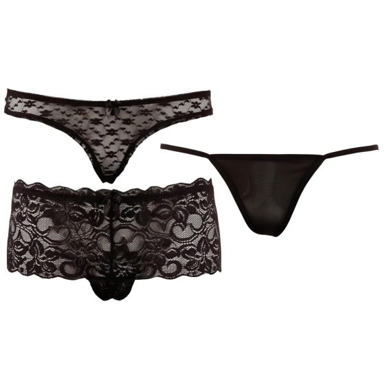 Cottelli - Black Women's Underwear Set (3pcs)