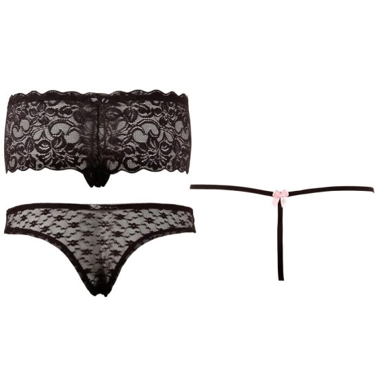 Cottelli - Black Women's Underwear Set (3pcs)