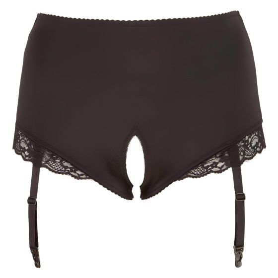 Cottelli Plus Size - Open Bottom Garter Brief (Black)