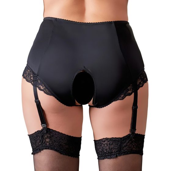 Cottelli Plus Size - Garter Belt Open Panty (Black)