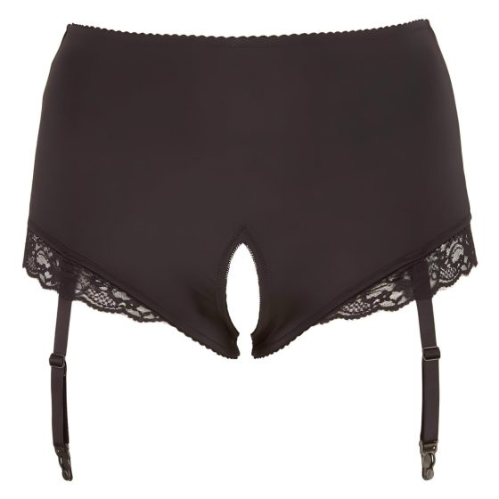 Cottelli Plus Size - Garter Belt Open Panty (Black)