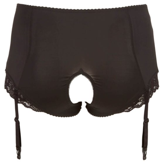 Cottelli Plus Size - Open Bottom Garter Brief (Black)