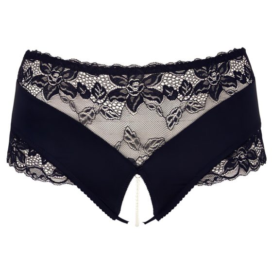 Cottelli Plus Size - Lace Pearl Thong (Black)