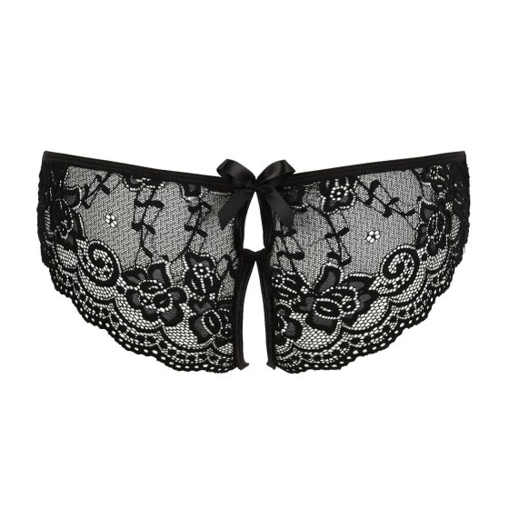 Cottelli - Lacy Bow Open Crotch Panty (Black)