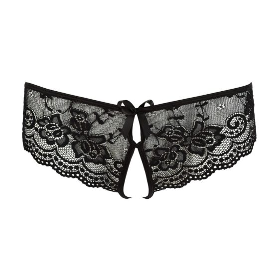 Cottelli - Lace Bow Open Panties (Black)