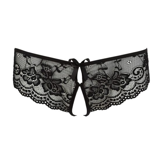 Cottelli - Lacy Bow Open Crotch Panty (Black)