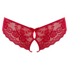 Cottelli - Red Bow-Embellished Open Crotch Panties