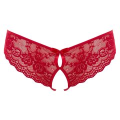 Cottelli - Red Bow-Embellished Open Crotch Panties