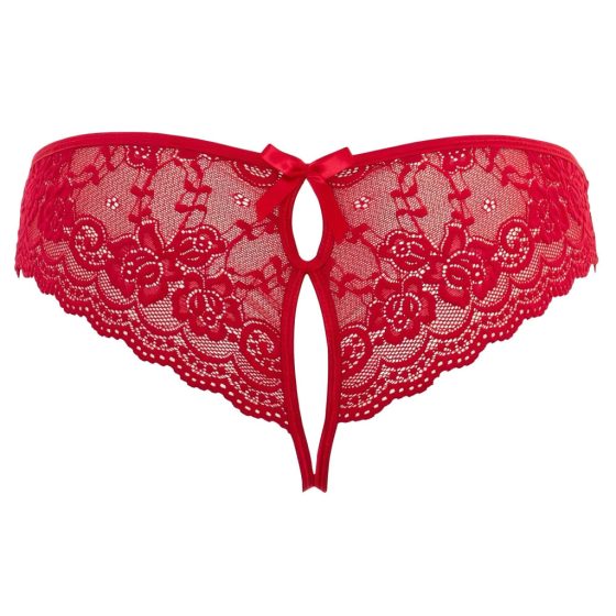 Cottelli - Red Bow-Embellished Open Crotch Panties