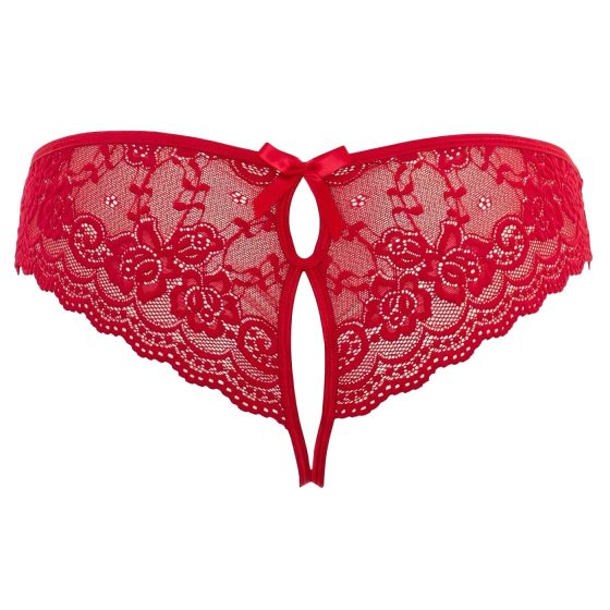 Cottelli - Red Bow-Embellished Open Crotch Panties