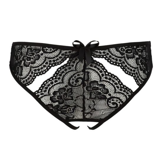 NO:XQSE - Bow-Embellished Open Women's Panties (Black)