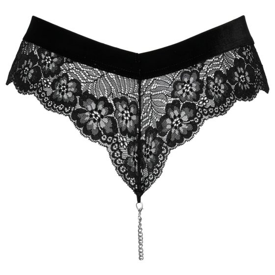 Cottelli Party - Lace Thong with Chains (Black)