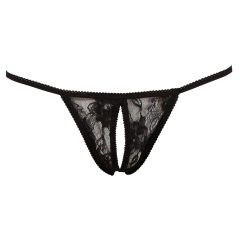 NO:XQSE - Open Lace Thong - Black (S-L)