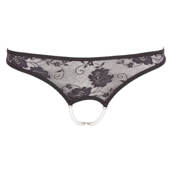 Cottelli - Beaded open lace thong (black)