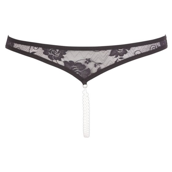 Cottelli - Pearl Open Lace Thong (Black)