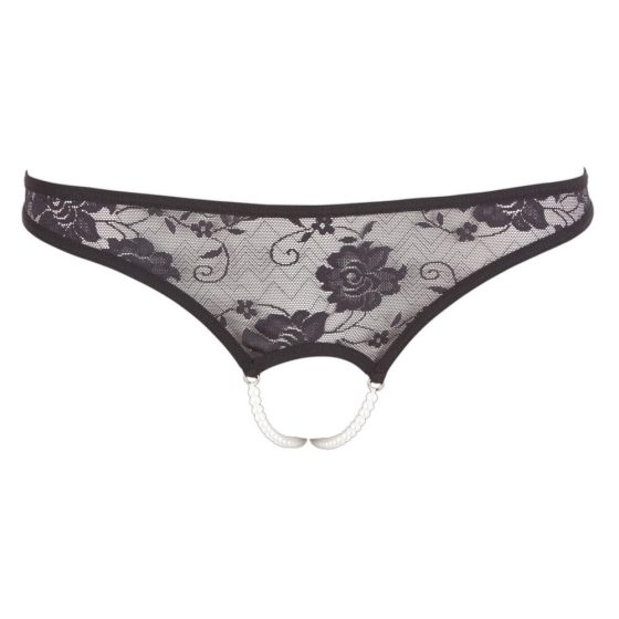 Cottelli - Pearl Open Lace Thong (Black)