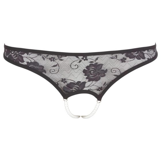 Cottelli - Pearled, Open Lace Thong (Black)