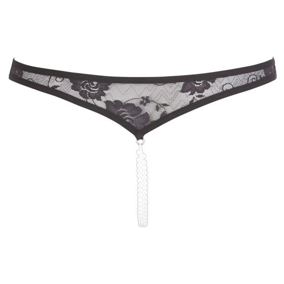 Cottelli - Pearled, Open Lace Thong (Black)