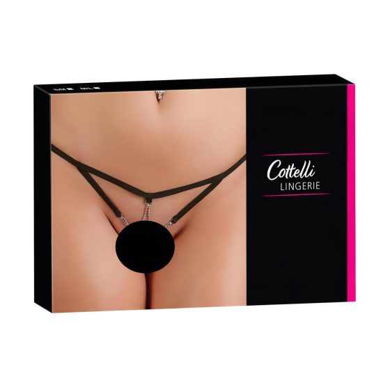 Cottelli - Women's Sparkly Minimal Thong (Black)