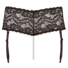   Cottelli Plus Size - Lace Garter Panties with Pearl Detail (Black)