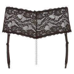   Cottelli Plus Size - Lace Panty with Garters and Pearl Chain (Black)