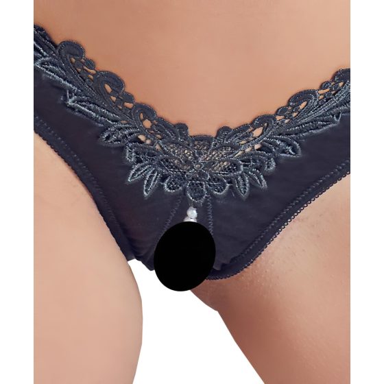 Cottelli - Pearl and Open Flower Women's Panties (Black)