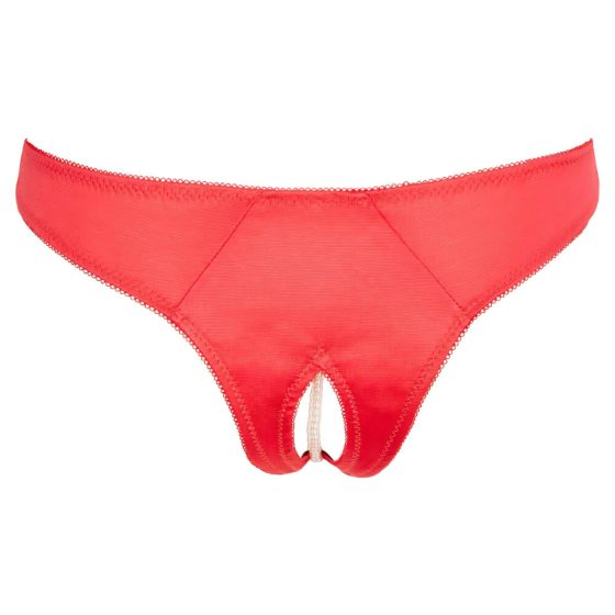 Cottelli - Red Pearl Thong with Open Flower Design