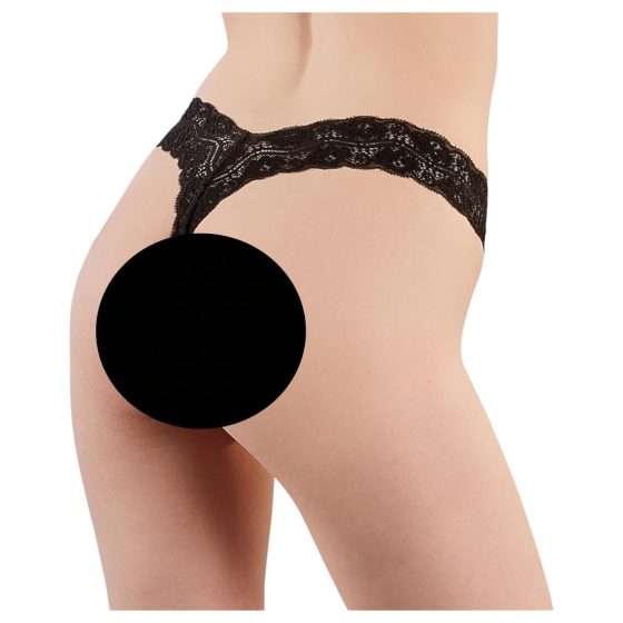 Cottelli - Double Pearl Lace Thong (Black)