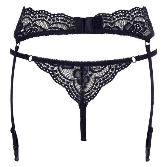 Cottelli - lace garter belt with thong (black)