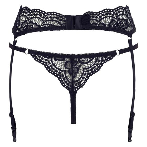 Cottelli - Lace Garter Belt with Thong (Black)