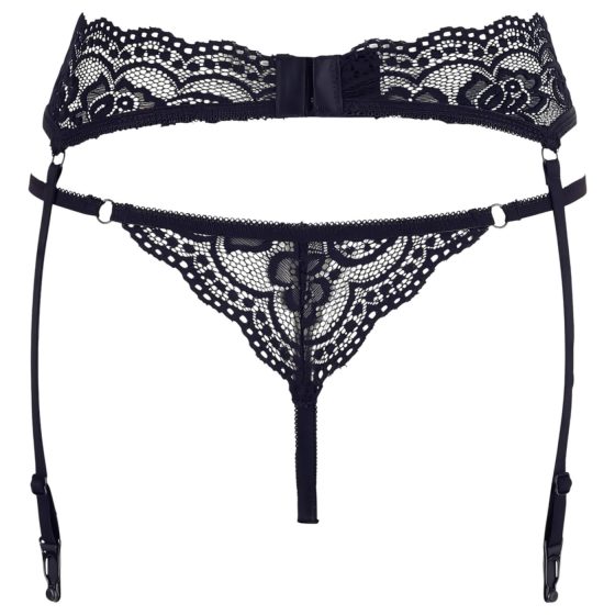 Cottelli - Lace Garter Belt with Thong (Black)