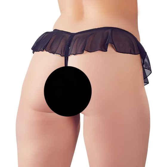 Cottelli - Open, Beaded Frilly Thong (Black)