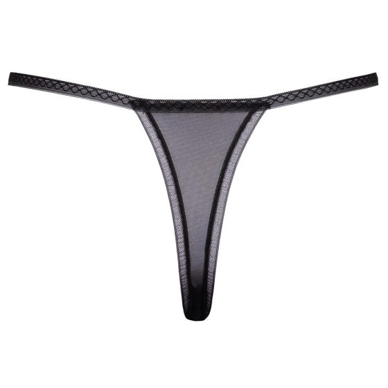 Cottelli - Luxury Embroidered Lily Thong (Black-White)