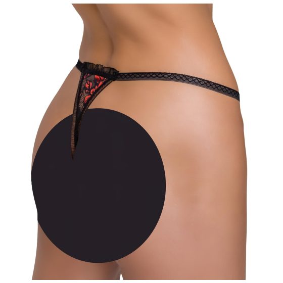 Cottelli - Luxury Rose Pearled Thong (Red-Black)