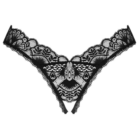 Obsessive Donna Dream - Lace Open Crotch Thong (Black)