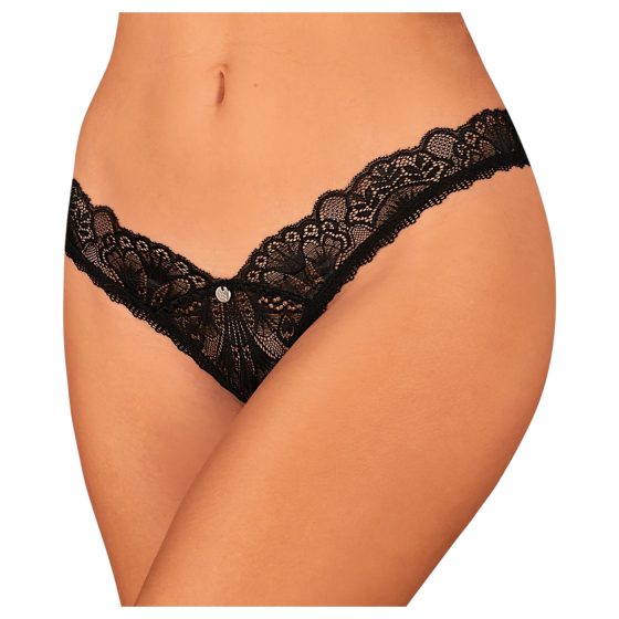 Obsessive Donna Dream - Lace Open Crotch Thong (Black)